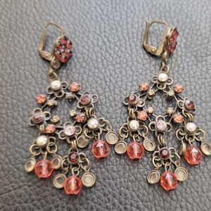 Sorrelli red crystal charm bracelet with antique gold-tone metal